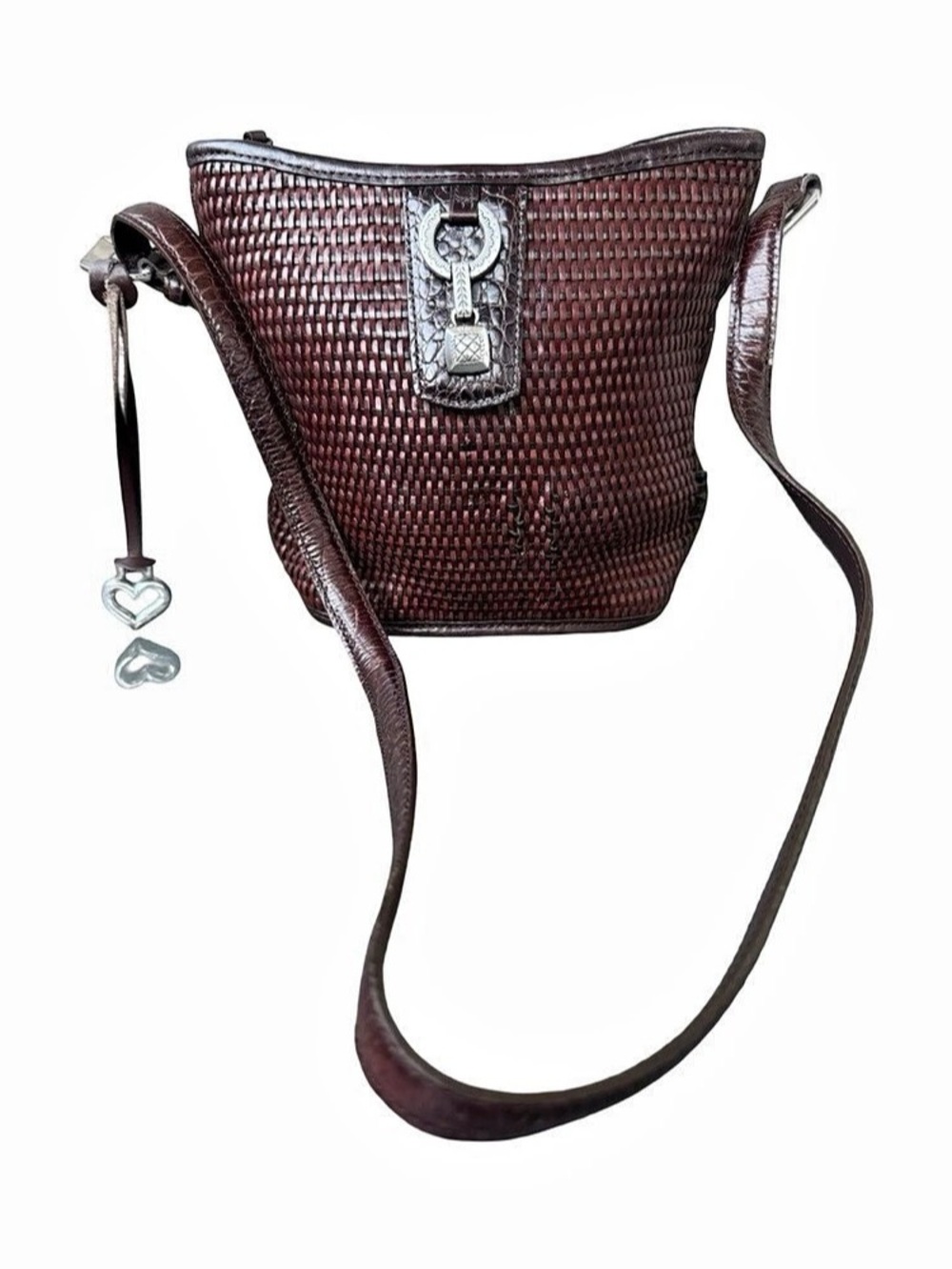 Brighton Vintage Woven Bucket Crossbody Bag in Brown
